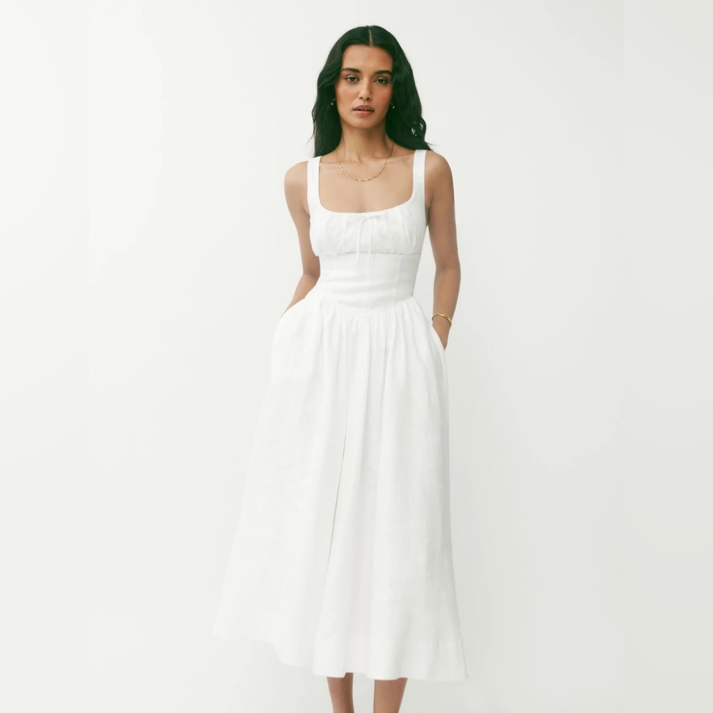 Reformation Balia Linen Dress | White 2025 |
